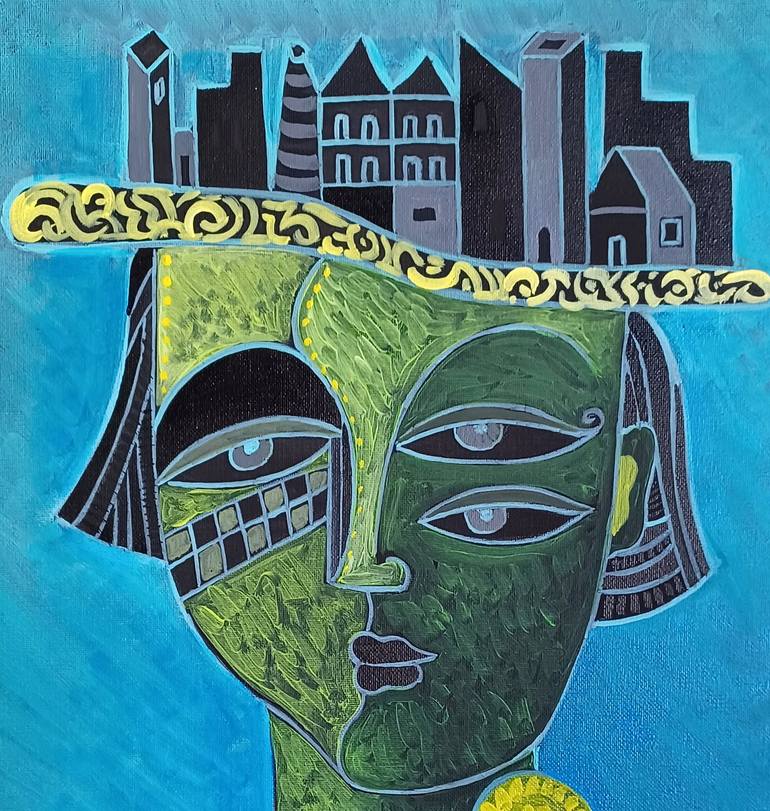 Original Cubism Portrait Painting by Van Hovak