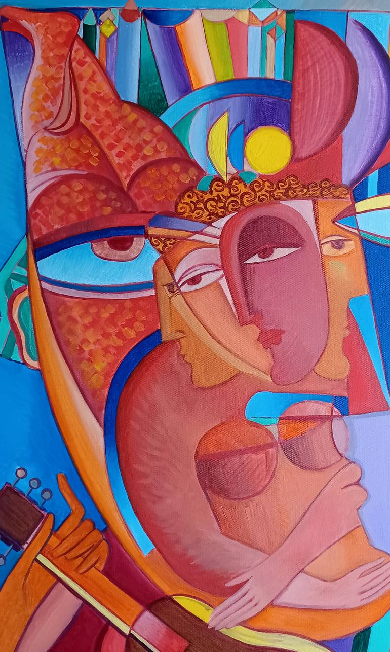 Original Expressionism People Painting by Van Hovak