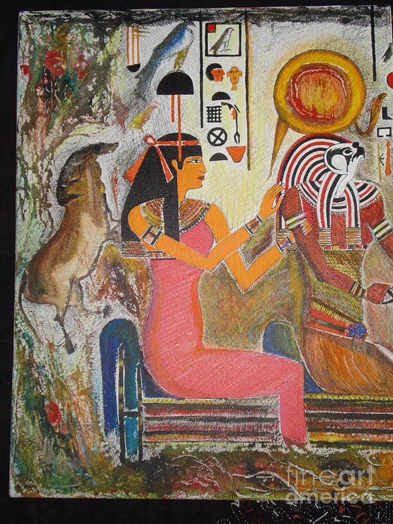 Hathor and Horus Painting by Prasenjit Dhar | Saatchi Art