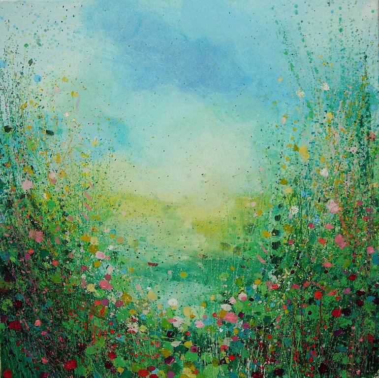 Green and Pink Landscape (sold) Painting by Sandy Dooley | Saatchi Art