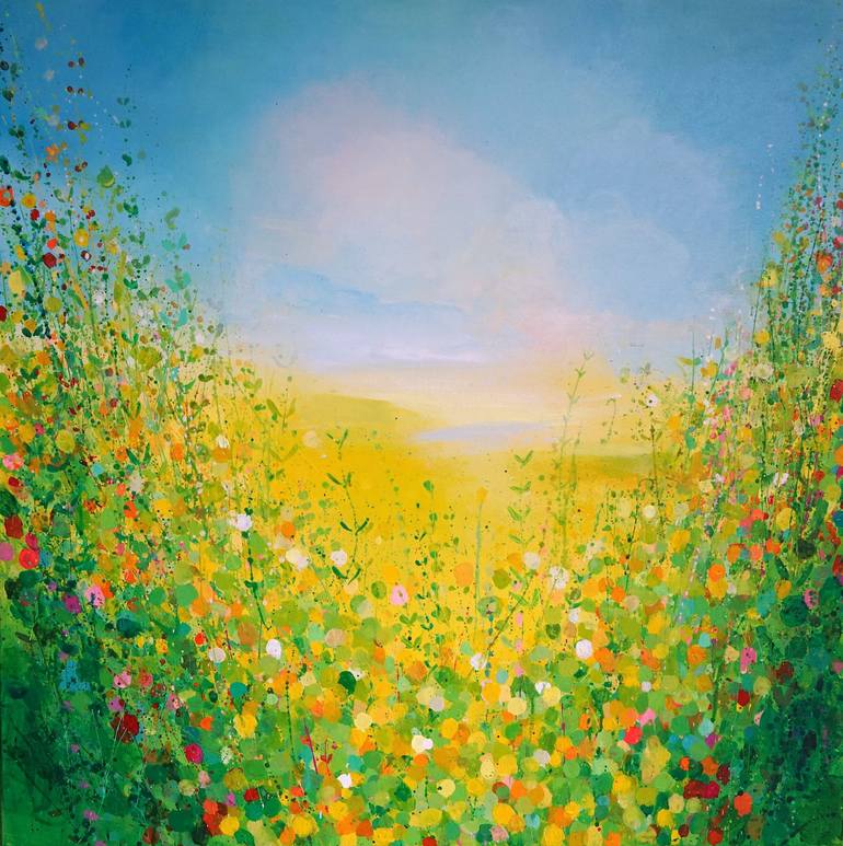 Yellow Fields Painting by Sandy Dooley | Saatchi Art