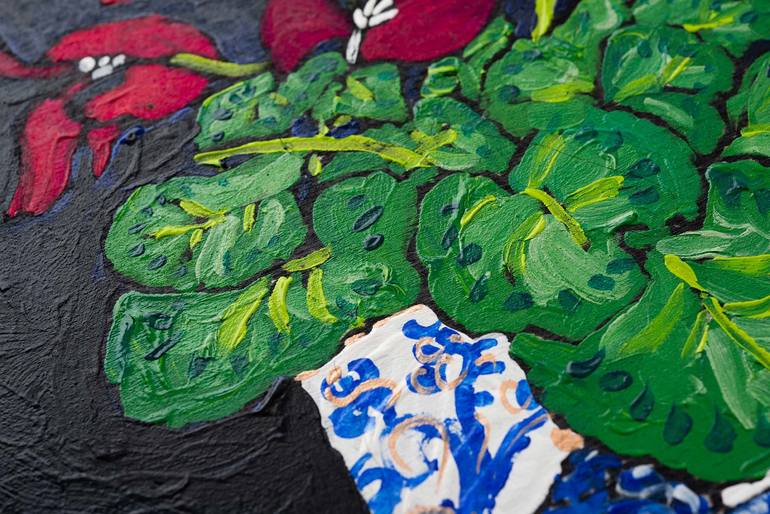 Original Folk Floral Painting by Lara Meintjes