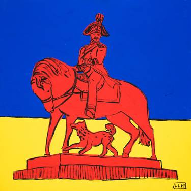 Horse Rider with Dog Roman Monument in Primary Colors thumb
