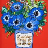 Blue Anemone Bouquet in New York Coffee Cup Pop Art by Lara Meintjes