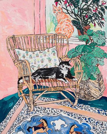 Print of Cats Paintings by Lara Meintjes