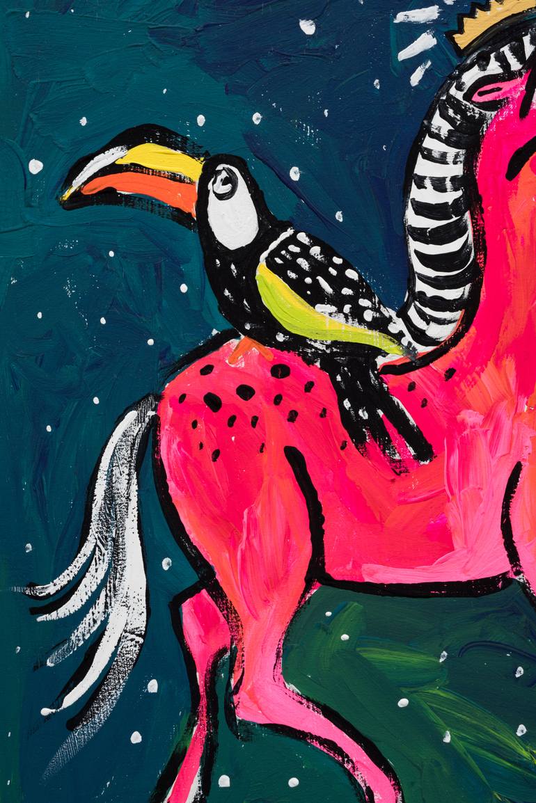 Original Folk Animal Painting by Lara Meintjes