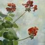 Red Geranium oil painting detail 3
