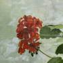 Red Geranium oil painting detail