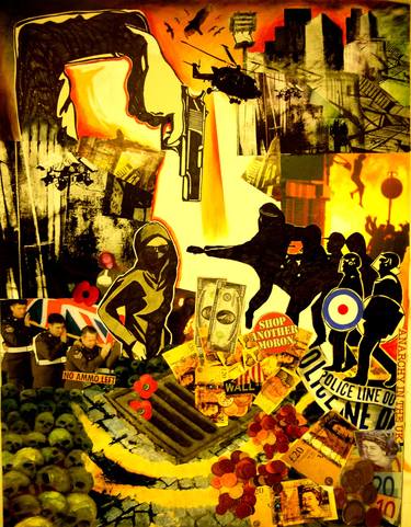 Original Street Art World Culture Collage by Dee Taylor
