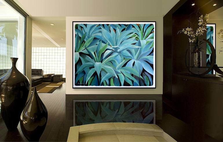 Original Art Deco Floral Painting by Geoff Greene