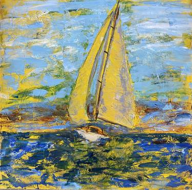 Original Abstract Expressionism Boat Paintings by R Felise