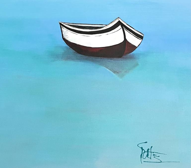 Original Conceptual Boat Painting by Kathy Linden