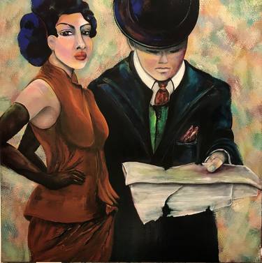 Original Art Deco People Paintings by Kathy Linden