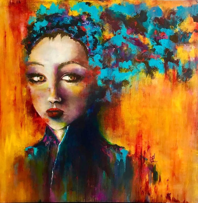 Original Abstract Expressionism Women Painting by Kathy Linden