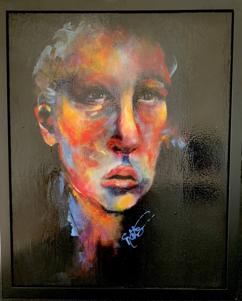 Original Abstract Expressionism Portrait Painting by Kathy Linden