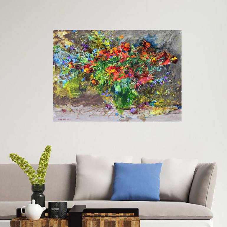 Original Abstract Floral Painting by Andrii Kutsachenko