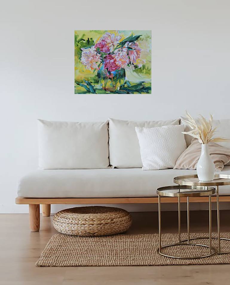 Original Contemporary Floral Painting by Andrii Kutsachenko