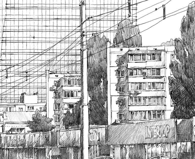Original Illustration Cities Drawing by Andrii Kutsachenko