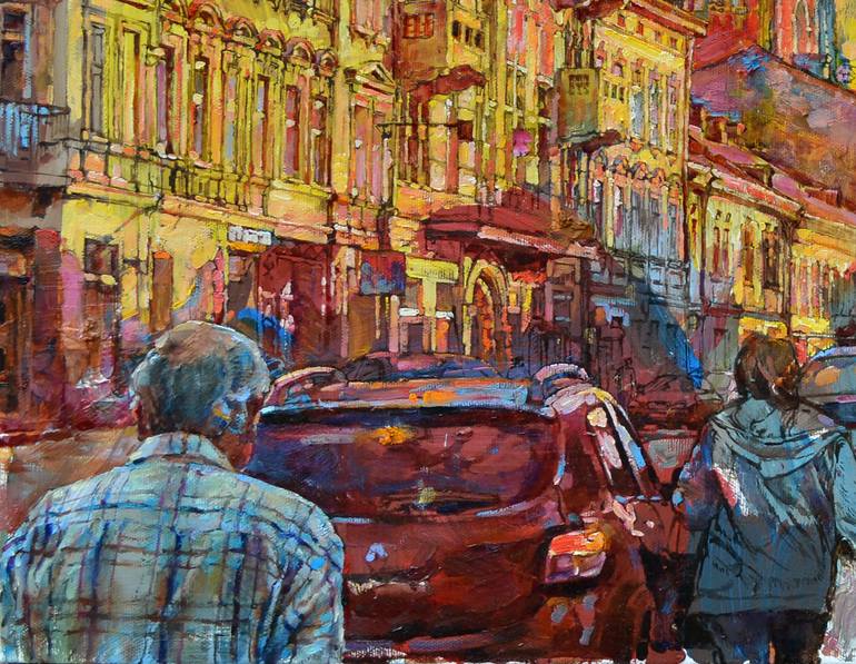 Original Expressionism Cities Painting by Andrii Kutsachenko