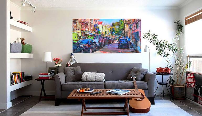Original Abstract Cities Painting by Andrii Kutsachenko