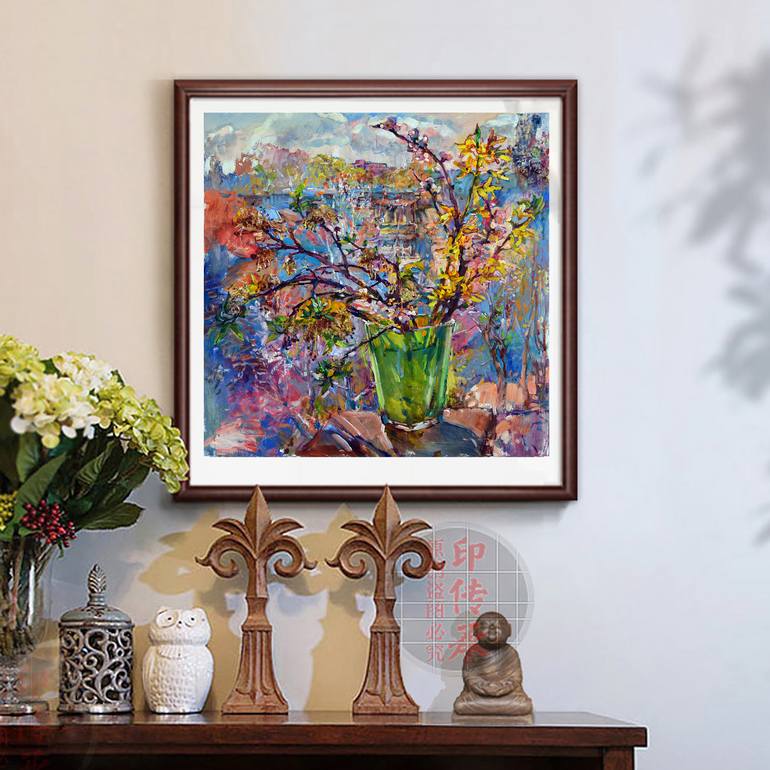 Original Abstract Expressionism Floral Painting by Andrii Kutsachenko