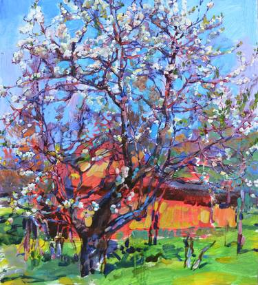 Original Impressionism Garden Painting by Andrii Kutsachenko