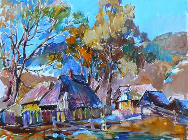 Original Impressionism Rural Life Paintings by Andrii Kutsachenko