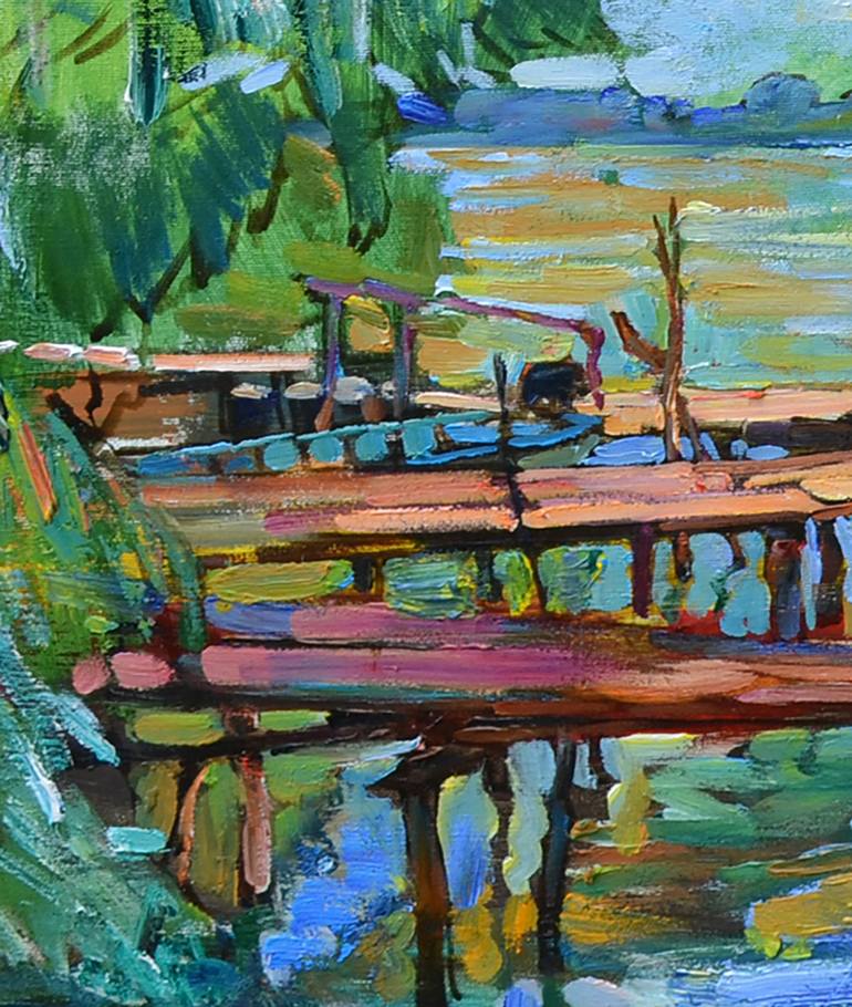 Original Abstract Boat Painting by Andrii Kutsachenko