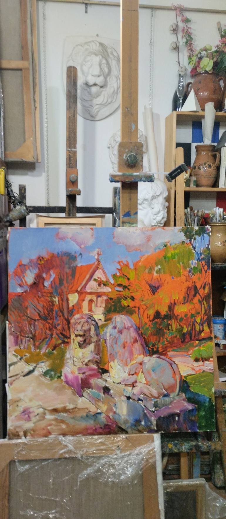 Original Abstract Architecture Painting by Andrii Kutsachenko
