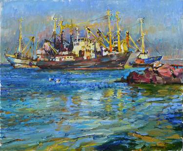 Print of Yacht Paintings by Andrii Kutsachenko