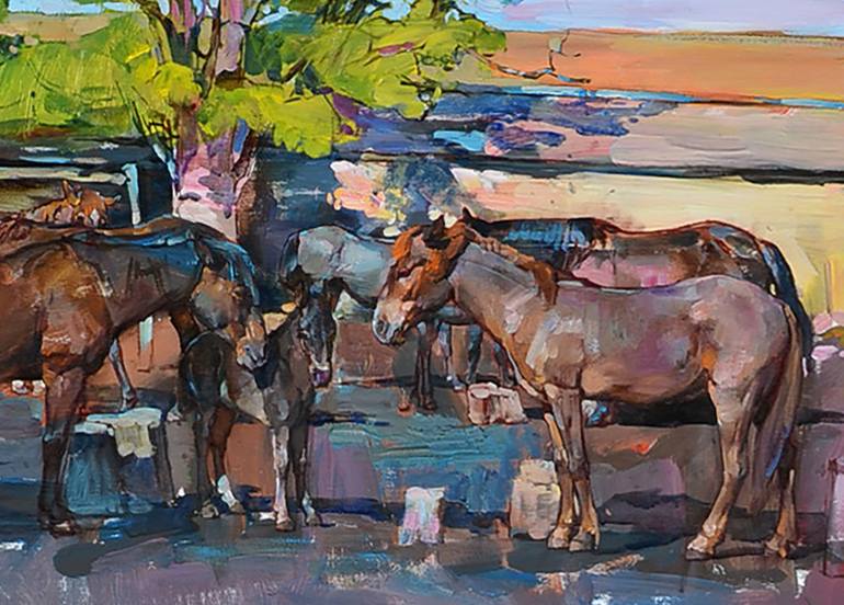 Original Art Deco Horse Painting by Andrii Kutsachenko