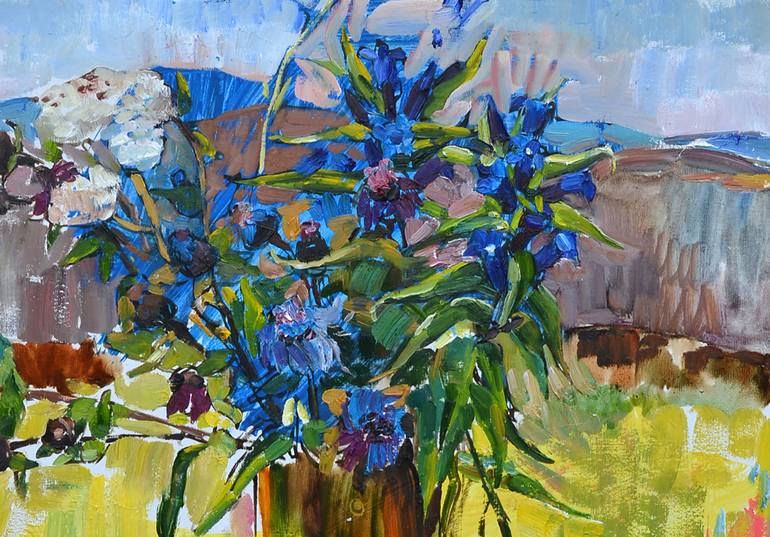 Original Abstract Expressionism Floral Painting by Andrii Kutsachenko