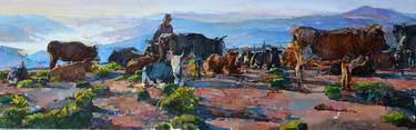 Original Impressionism Cows Paintings by Andrii Kutsachenko