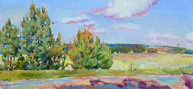 Summer tree landscape Painting by Andrii Kutsachenko | Saatchi Art
