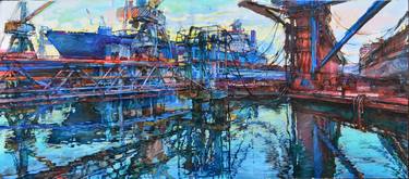 Original Abstract Boat Paintings by Andrii Kutsachenko