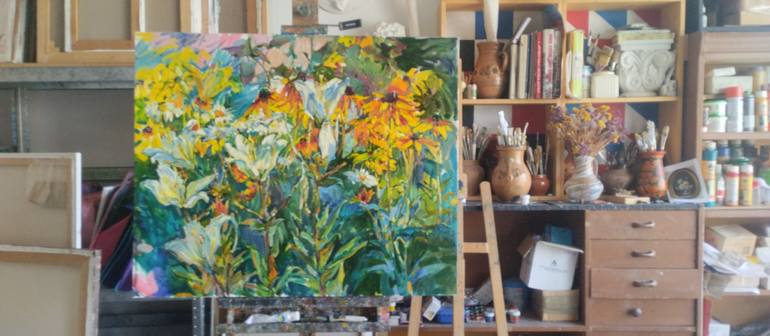 Original Impressionism Floral Painting by Andrii Kutsachenko