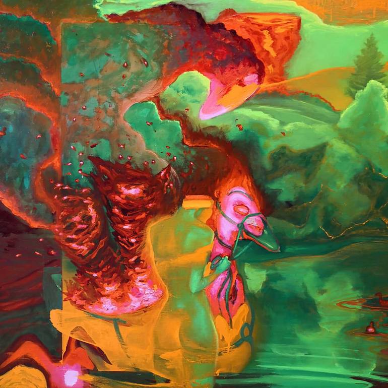 Original Expressionism Landscape Painting by Adrian Caicedo