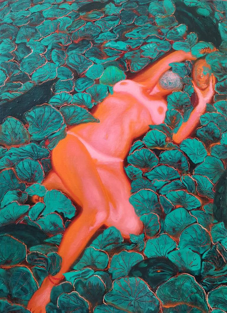 Original Expressionism Nude Painting by Adrian Caicedo