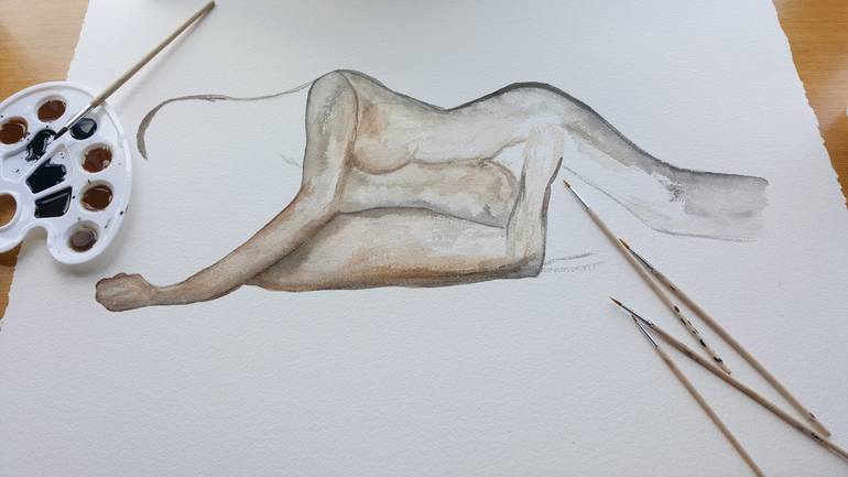 Original Fine Art Nude Painting by Katarzyna Hasnik