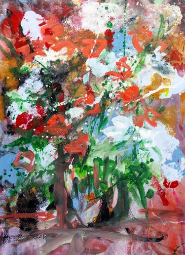 Original Abstract Expressionism Floral Paintings by W Van de Wege