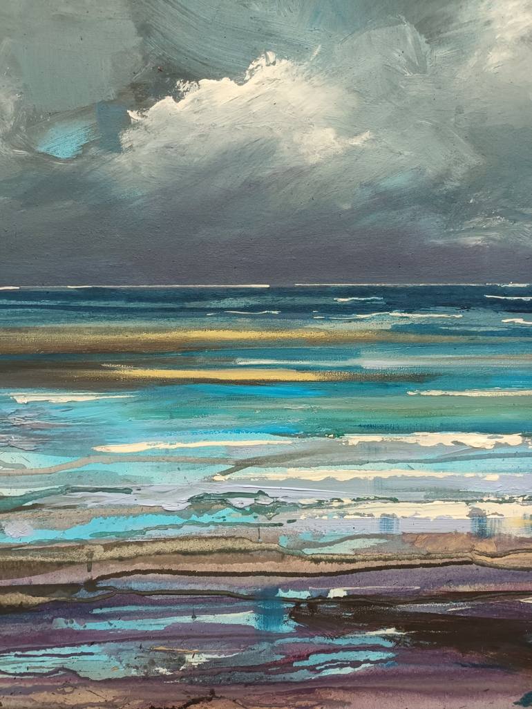 Original Post-impressionism Beach Painting by W Van de Wege