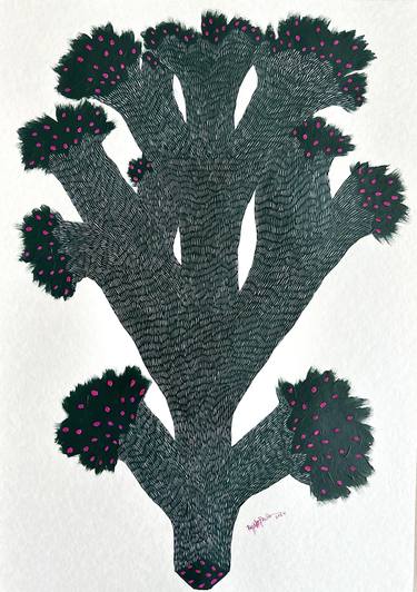 Original Abstract Botanic Painting by Paulina  Vårregn