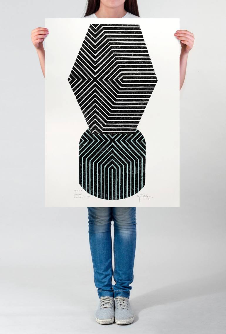 Original Abstract Geometric Printmaking by Paulina  Vårregn