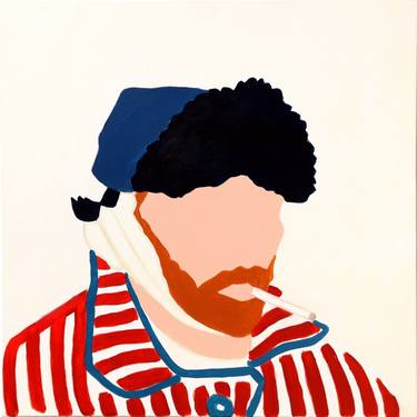 Van Gogh Bandaged Ear and Red Striped Pea Coat. NFTVincent #1701 thumb