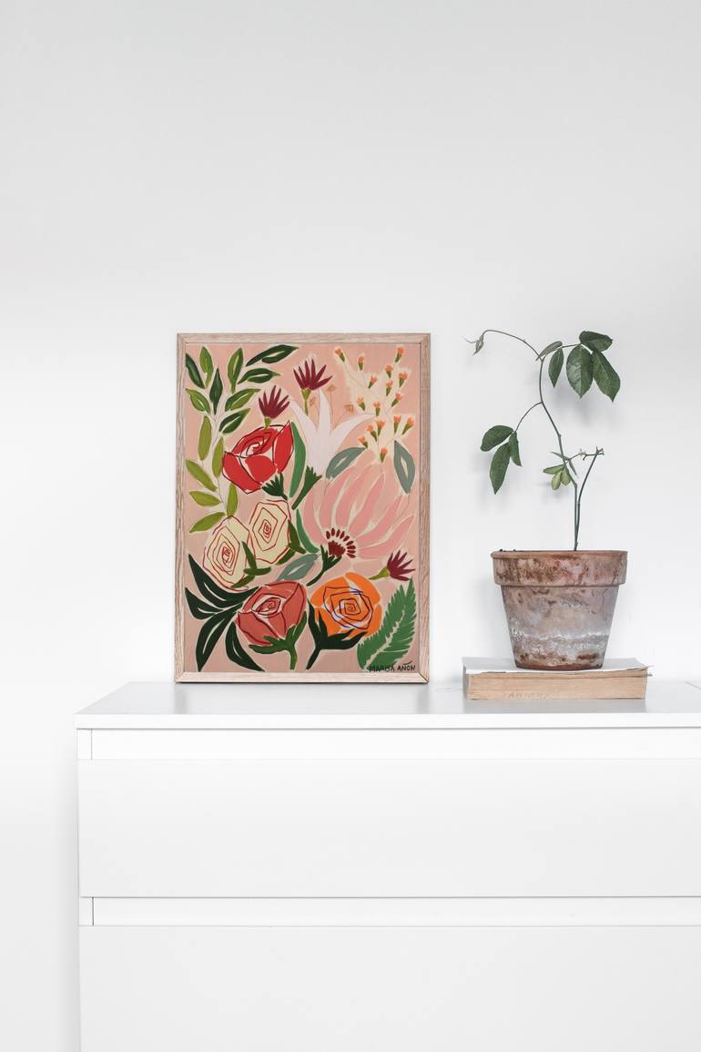 Original Abstract Floral Painting by Marisa Añon
