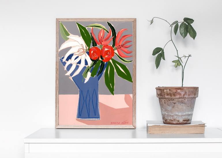 Original Abstract Floral Painting by Marisa Añon