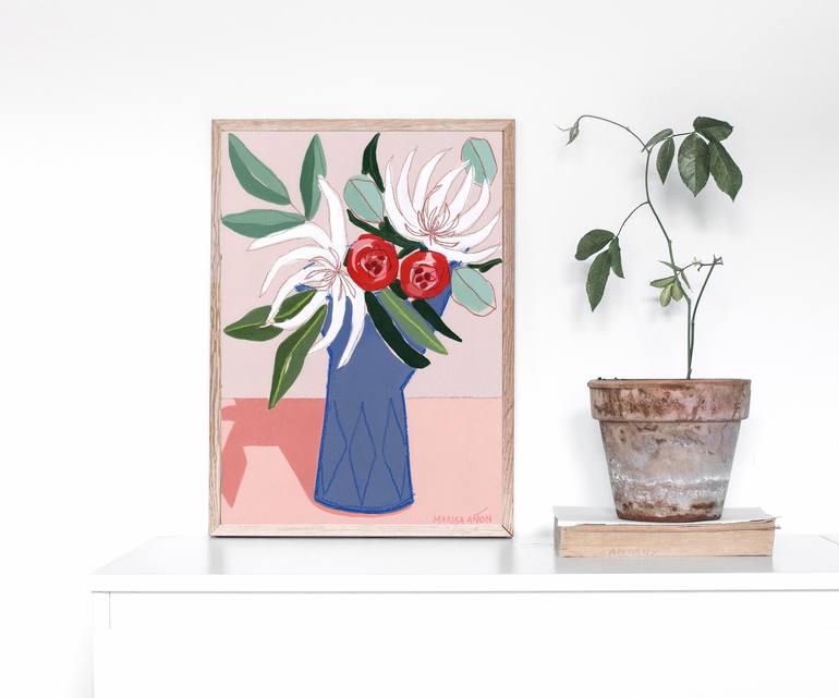 Original Art Deco Botanic Painting by Marisa Añon