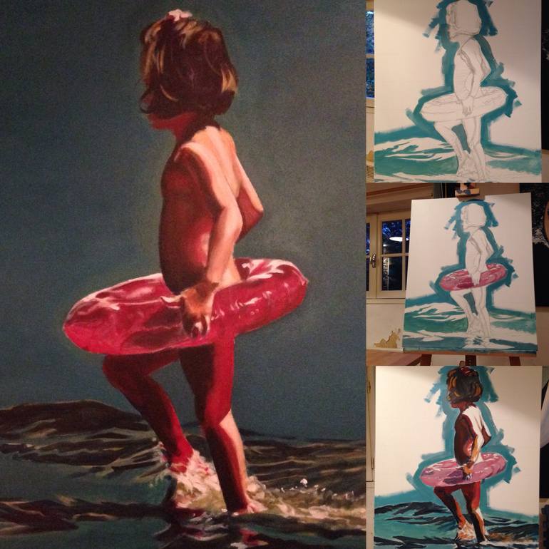 Original Realism Children Painting by Antoine Renault