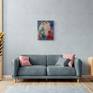 Vesica Piscis decoration with a gray sofa