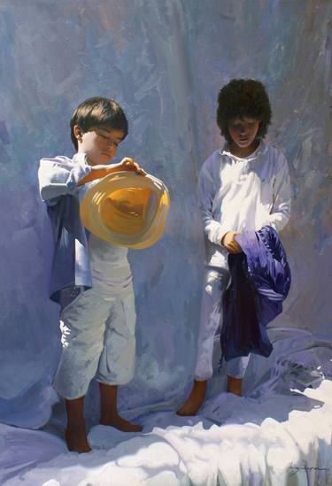 Print of Realism Children Paintings by Jose Higuera